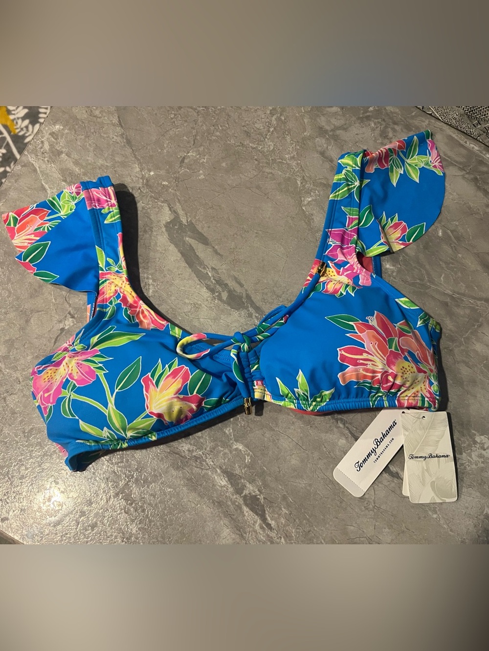 Tommy Bahama Sun Lilies Flutter Sleeve Swim Top